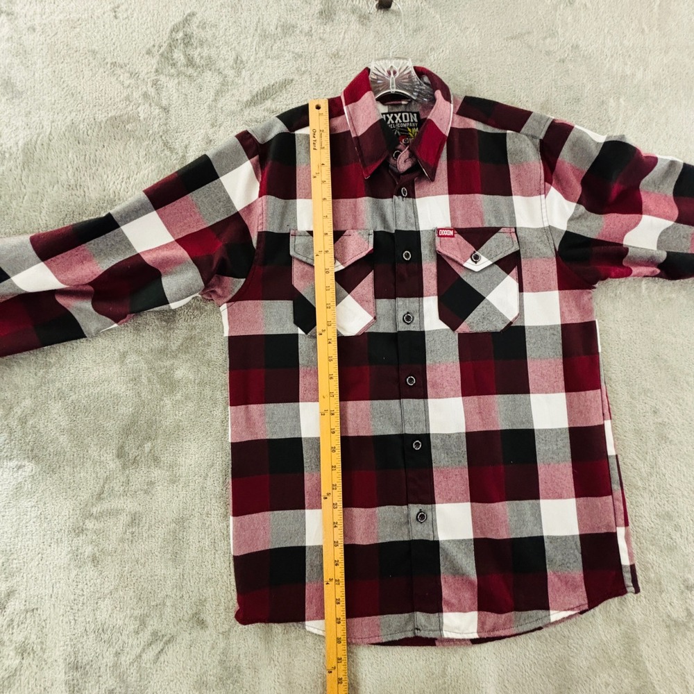 Dixxon Flannel Southpaw Button Up Shirt Mens M Red Black White Plaid Long Sleeve - Picture 7 of 9